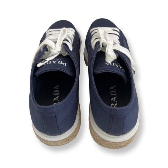 Prada navy canvas gabardine lace shoes size 40 - Picture 4 of 9
